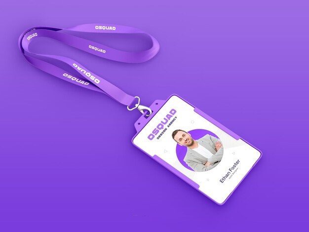 دانلود لایه باز psd هولدر آویز گردن آی دی کارت جهت نمایشگاه همایش و رویداد ها